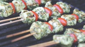 Grilled Pesto Chicken and Tomato Kebabs Recipe