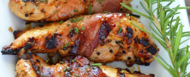 Grilled Bacon Wrapped Chicken with Sweet Black Pepper and Rosemary Recipe