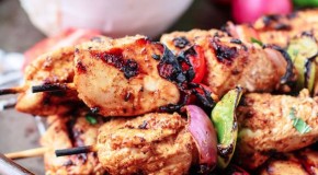 Mediterranean Grilled Chicken Kebabs with Cayenne Tahini Sauce Recipe