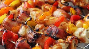 Grilled Honey BBQ Bacon Chicken Kebabs Recipe