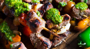 Grilled Smokey Spicy Chilean Beef Skewers with Chimichurri Recipe