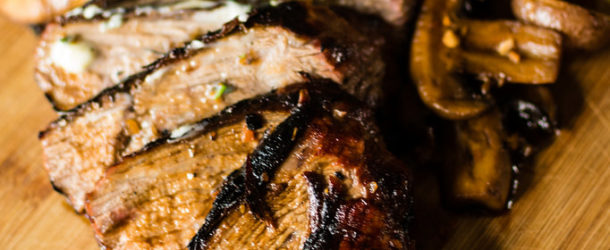 Grilled Tri-Tip Steak with Mushrooms and Herb Compound Butter Recipe