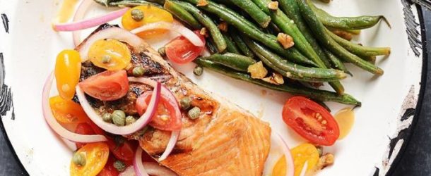 Grilled Salmon with Tomato-Red Onion Relish Recipe