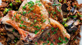 Grilled Pork Chops with Quinoa, Asparagus and Mushrooms Recipe