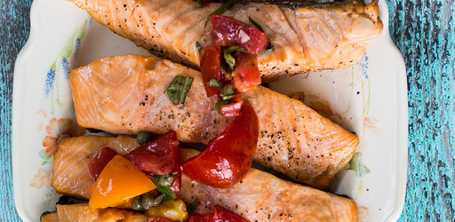 Grilled Salmon with Tomato Caper Vinaigrette Recipe